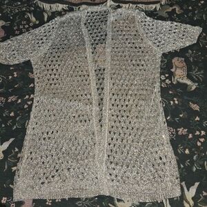 Vintage Silver Mesh Short Sleeve Cardigan